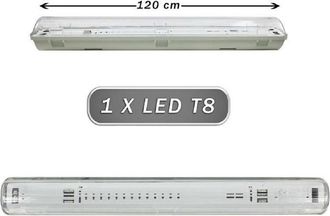 Trade Shop Trade Shop Traesio - Trade Shop - Plafoniera Stagna 1 Neon Led Tubo T8 G13 Da 120 Cm Parete Soffitto Ip65 T8-120ss