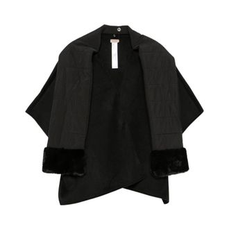 Twinset Poncho Capa - Jackets - Mujer - Negro - ONE SIZE