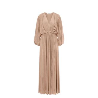 Philosophy di Lorenzo Serafini Maxi Dresses, female, Beige, Size: XS Long V-neck Maxi Dress