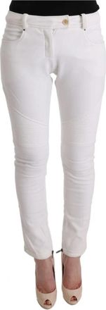 Ermanno Scervino Witte Slim Fit Katoenen Broek - Dames - Skinny broeken - Wit - XS - Katoen - Broeken