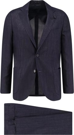 Lardini Single-breasted Suit - male - Lardini - Single Breasted Suits - Blue - 2XL - Suits