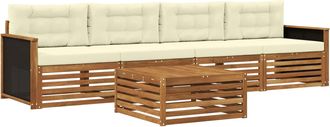 vidaXL Conjunto De Sof&aacute;s De Exterior 5 Uds. Natural Y Crema Vidaxl