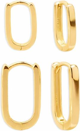 Argento Vivo Set of 2 Oblong Hoop Earrings in Gold at Nordstrom