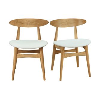 Miliboo Sillas N&oacute;rdicas Madera Clara Y Blanco (lote De 2) Walford