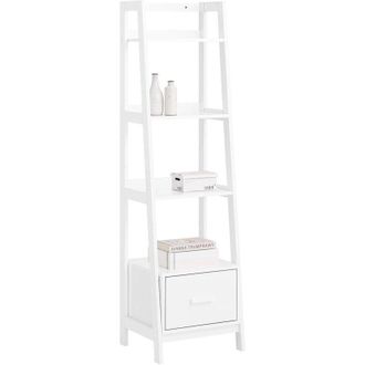 SoBuy SoBuy 4-Tiers Ladder Storage Bookcases and Shelving Unit with Drawer,FRG116-K-W