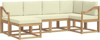 vidaXL Conjunto De Sof&aacute;s De Exterior 6 Uds. Blanco Y Crema Poli&eacute;ster Vidaxl