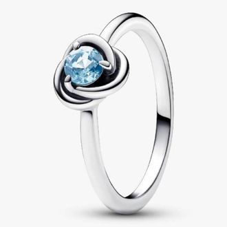 Pandora March Sea Aqua Blue Eternity Circle Ring, Size 54