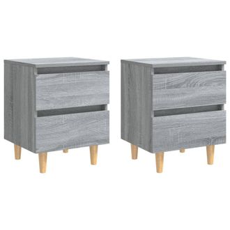 vidaXL Vidaxl - Mesitas De Noche 2 Uds Patas De Madera Gris Sonoma 40x35x50 Cm