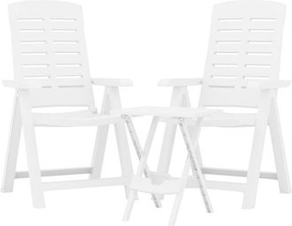 vidaXL Juego De Comedor Para Jard&iacute;n 3 Piezas Polipropileno Blanco Vidaxl