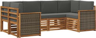 vidaXL Conjunto De Sof&aacute;s De Exterior 5 Uds. Natural Y Antracita Vidaxl