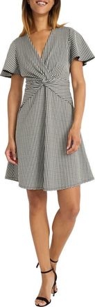 Maggy London Houndstooth Knot Minidress in Black/White at Nordstrom Rack, Size 16