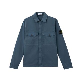Stone Island Jassen, Heren, Blauw, 2Xl, Heren Overhemd slate blue Blauw