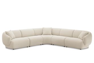 Castlery Auburn Extended L-Shape Sectional Sofa Customized, (Washed Chenille) Cream, Machine Washable, Modular for Sofas, Castlery Brand