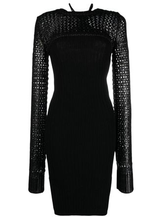 Iceberg perforated cut-out minidress - women - Viscose/Polybutylene Terephthalate (PBT)/Acrylic/Wool - S - Black