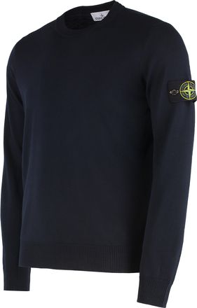 Stone Island Mens Round-Neck Sweater Navy Blue Virgin Wool Sweatshirts