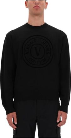 Versace Jeans Couture Couture Logo Detail Crewneck Jumper - Heren - Ronde hals truien - Zwart - 2XL - Wol - Truien & Vesten