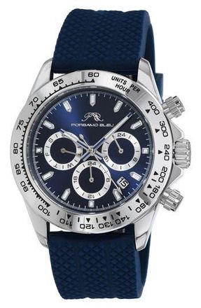 Porsamo Bleu Mens Preston Silicone Strap Watch, 41mm in Blue & Silver at Nordstrom Rack