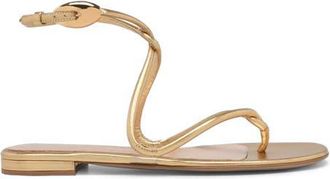 Gianvito Rossi Jungle Mamba Flat Sandals in Metallic Gold Leather at Nordstrom, Size 41.5