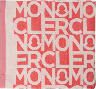 Moncler Home, Dames, Rood, ONE Size, Katoen, Strandtuch met logo-print