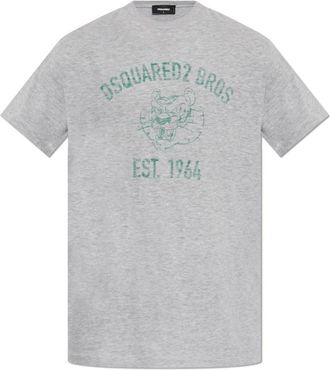 Dsquared2 T-shirt met print - Heren - T-shirts - Grijs - S - Katoen - Tops