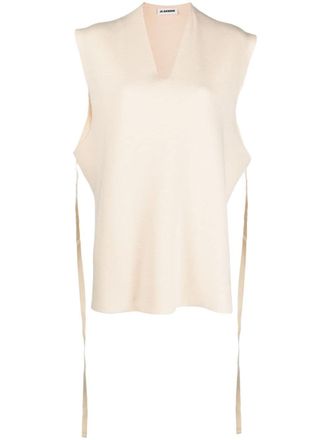 Jil Sander Hemd met V-hals - Beige