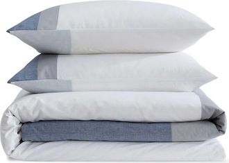 Calvin Klein Chambray Handkerchief Cotton Blend Comforter & Shams Set in Light/medium Blue at Nordstrom, Size Full/queen