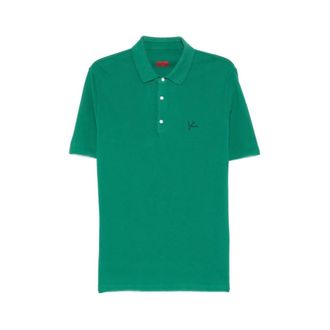 Isaia Polo Shirts, male, Green, Size: 2XL Logo-embroidered Polo Shirt