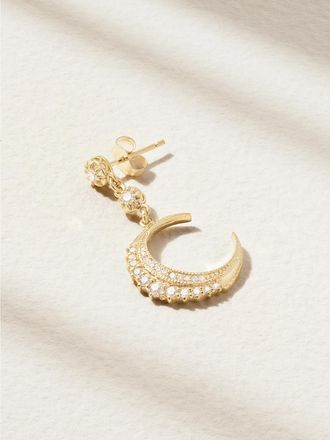 Jacquie Aiche Orecchino Singolo Mini In Oro 14 Carati Con Diamanti Crescent