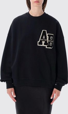 Anine Bing Felpa girocollo in cotone con patch logo stile college