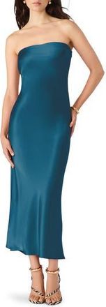 Steve Madden Jessamine Strapless Stretch Satin Dress in Deep Teal at Nordstrom Rack, Size X-Large