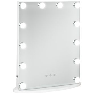 HOMCOM Homcom - Espejo De Maquillaje De Luces Led Ajustables Control T&aacute;ctil 41,5x13,5x51 Blanco