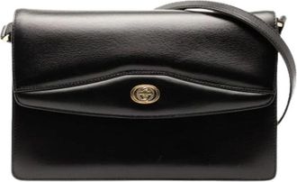 Gucci Pre-owned Shoulder Bags, female, Black, Size: ONE SIZE Pre-owned Vintage Leather Shoulder Bag