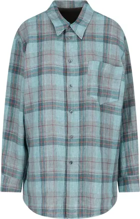 Magliano Blue Plaid Relaxed Fit Button-Down Shirt