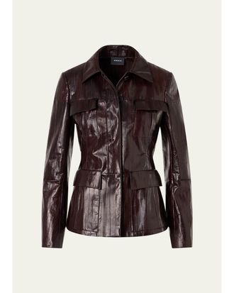 Akris Kimia Lacquered Eel Leather Fitted Jacket