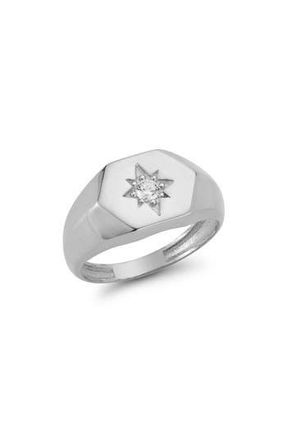 Glaze Jewelry Cubic Zirconia Star Signet Ring in Silver at Nordstrom Rack, Size 8
