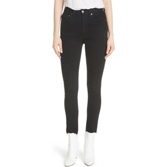 Re/Done High Waist Stretch Ankle Jeans in Black at Nordstrom, Size 30