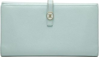 Chanel Pre-owned Wallets, female, Blue, Size: ONE SIZE Pre-owned Long Flap Wallet