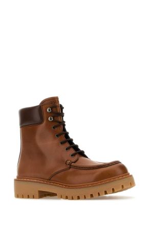 Prada Womens Caramel Leather Ankle Boots Cognac Vitello Stivali