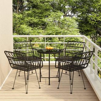 Berkfield Home 5 Piece Garden Dining Set Black Poly Rattan