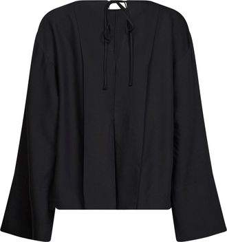 STUDIO NICHOLSON Womens Top Eorsa Open-Back Black Twill Viscose Tops