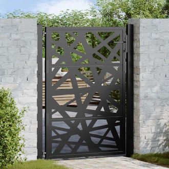 vidaXL Puerta De Jard&iacute;n De Acero Negra Dise&ntilde;o Luminoso 105x130 Cm Vidaxl