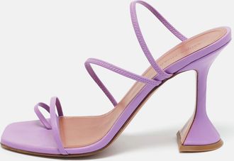 Amina Muaddi Lilac Leather Naima Sandals