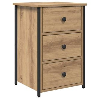 Berkfield Home Bedside Table Artisan Oak Engineered wood Compact Durable in Beige