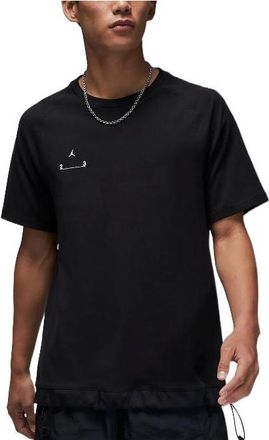 Nike Jordan Mens Air Jordan Alphabet Printing Straight Short Sleeve Black T-Shirt DQ8070-010