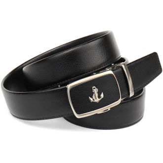 Anthoni Crown Lederg&uuml;rtel ANTHONI CROWN, Herren, Gr. 95, schwarz, Leder, genarbt, unifarben, G&uuml;rtel Lederg&uuml;rtel, Ankerlogo auf der Schliesse