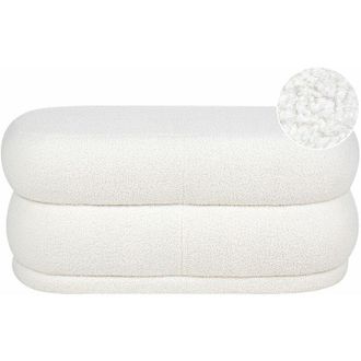 Beliani Panca decorativa con tessuto boucl&egrave; bianco sporco imbottito Ellendale