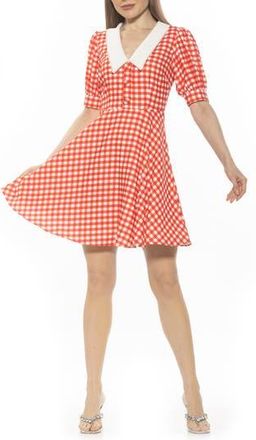 Alexia Admor Carys Puff Sleeve Fit & Flare Dress in Red Gingham at Nordstrom Rack, Size 10