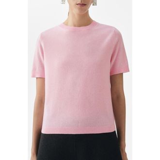 Mango Selection Short Sleeve Wool & Cashmere Sweater in Pink at Nordstrom Rack, Size Large
