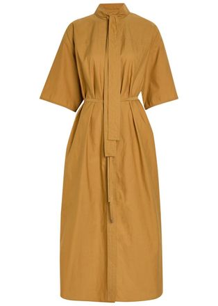 Christophe Lemaire Reversible Belted Cotton and Silk-blend Midi Dress - Light Brown - 40 (UK12 / M)