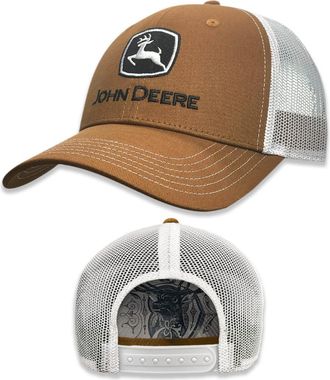 John Deere Baseball Cap Trucker Hat 13083340 Current Baseball Cap Trucker Hat Trademark Embroidery Khaki, Khaki, One Size